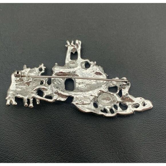 Vintage AJC Noah's Ark Brooch Silver Tone Signed Pin - Picture 4 of 5